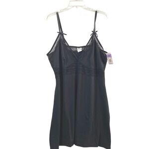 Delta Burke Black Lace Trim Chemise Gown Womens Plus Size 2X Babydoll Slip Dress